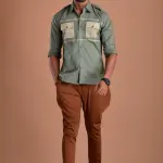 Men's Stylish Basil Green Hunting Shirt | Outdoor Comfort & Adventure